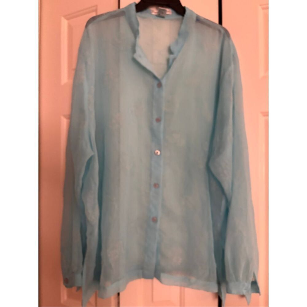 Draper’s & Damon’s Sheer Blouse with Embossed Flowers